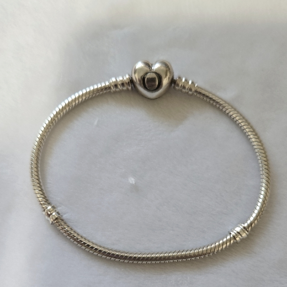 Authentic Pandora Silver Heart Charm Bracelet
